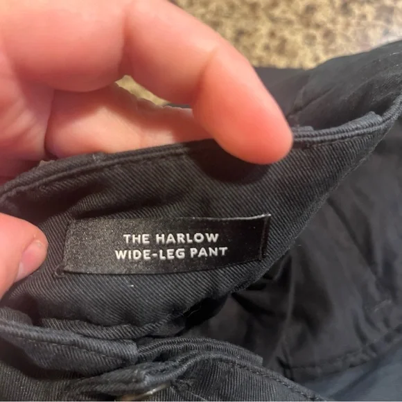 Madewell The Harlow High Rise Wide-Leg Linen-Blend Trouser Pant in True Black - Picture 6 of 9